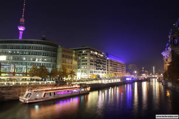 Spree and Alexanderplatz at night